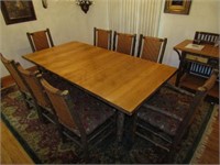 Old Hickory Dining Room Table with 8 Chairs