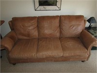 Tan Leather Couch (86" x 35" x 33")