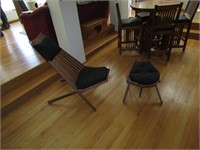 Unique Wooden Chair and Foot Rest
