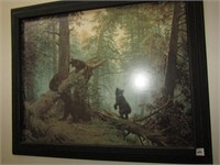 Momma Bear and 3 Cubs in Forest Painting