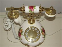 Porcelain Floral Pattern Push Button Telephone
