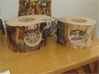2 Hollowed Log Candle Holders