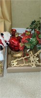 Red Ornament, Brass Stand, Christmas Lot