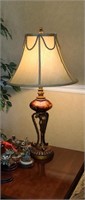 Pair of Electric Lamp w/  Amber Marble Style Globe