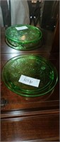 Green Depression Glass Cake Platter....Please