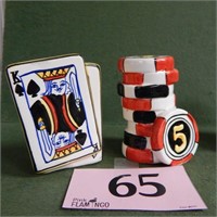 PLAYING CARDS & POKER CHIPS SALT & PEPPER SHAKERS