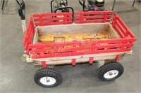CUSTOM MADE WOODEN WAGON  W/  SLED ATTACHMENT