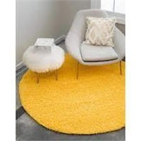 Solid Shag Tuscan Sun Yellow 8 ft. Round Area Rug
