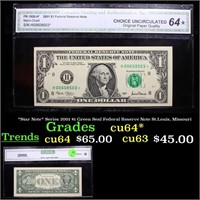 *Star Note* Series 2001 $1 Green Seal Federal Rese
