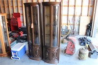 Pair of Matching Lighted Curio Cabinets