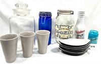 Collectible Glass Canister Lot Ice Tea Glasses