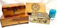 Vintage Wood Brass Boxes Lot Cedar