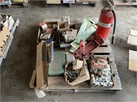 pallet w/fire extinguishers, PVC fittings