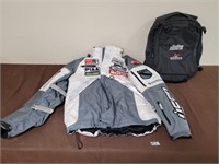 Raiden jacket and stormtech bag