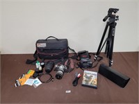 Pentax film camera with lots of accessories, ect