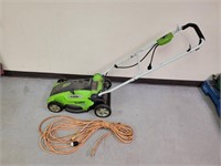 Electric lawn mower with bag and extention cord