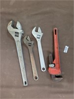 crescent wrenches and pipe wrench
