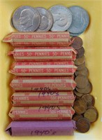 5 Ikes, 230 wheats, 150 memorials, 1 "v" nickel