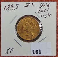 1885 $5 Half Eagle Gold, XF