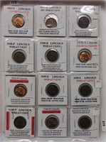 12 Lincoln Cents 1937-1940-S