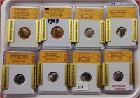 8 SGS graded nickels, dimes 1883 - 1958