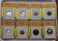 8 SGS graded dimes, quarters 1957-1968-S