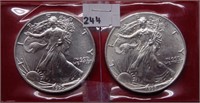 1990, 1993 Silver Eagle .999