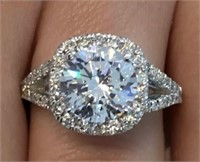 3.50 Ct Round Cut Cushion Halo Diamond Ring