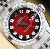 Rolex Ladies Datejust Ruby Diamond Watch