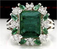 6.88 Cts Natural Emerald Diamond Ring