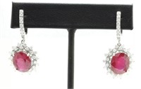 14.46 Cts Natural Ruby Diamond Earrings