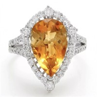 4.79 Cts Natural Citrine Diamond Ring