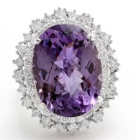 17.92 Cts Natural Amethyst Diamond Ring