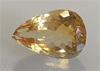 Certified 13.70 Cts Natural Pear Cut Citrine