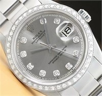 Men Rolex Datejust 18 Kt White Gold Diamond Watch