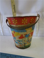 Vintage Tin Sand Bucket - Has Rust & Dings