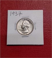 1937 Washington Silver Quarter coin uncirculated