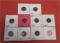 Collection of Lincoln Wheat cent penny coins