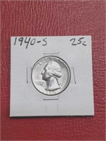 1940-S Washington silver quarter coin Uncirculated