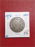 1896-S Barber Silver Half dollar coin