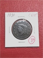1830 Coronet Liberty Head large cent coin