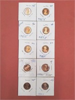 Lot of ten vintage proof Lincoln cent penny