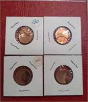 Collection of four error Lincoln Cent coins