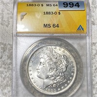 1883-O Morgan Silver Dollar ANACS - MS64