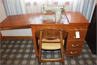 Necchi Sewing Machine in Cabinet with Chair