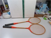 2 Vintage Wood BadMinton Rackets