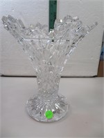Vintage Crystal Flower Vase 9" x 8"