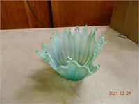 Decorative Green Glass Bowl 9" W x 6" T