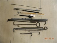 Assorted hardware - washers, bolts, chains, castes