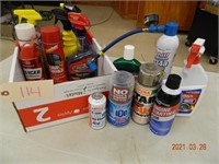Assorted auto and household cleaners and fluids
